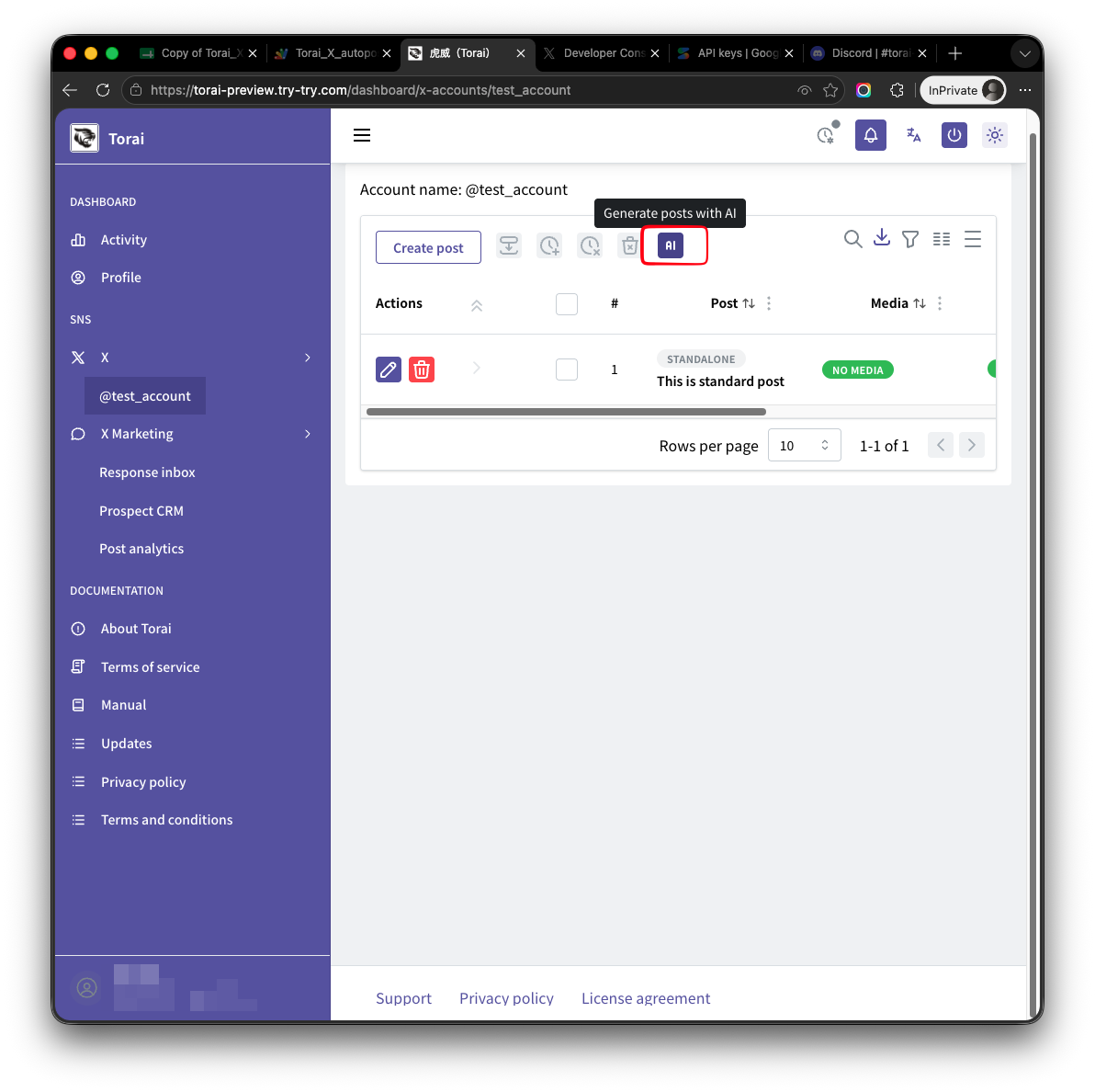 Create posts with AI