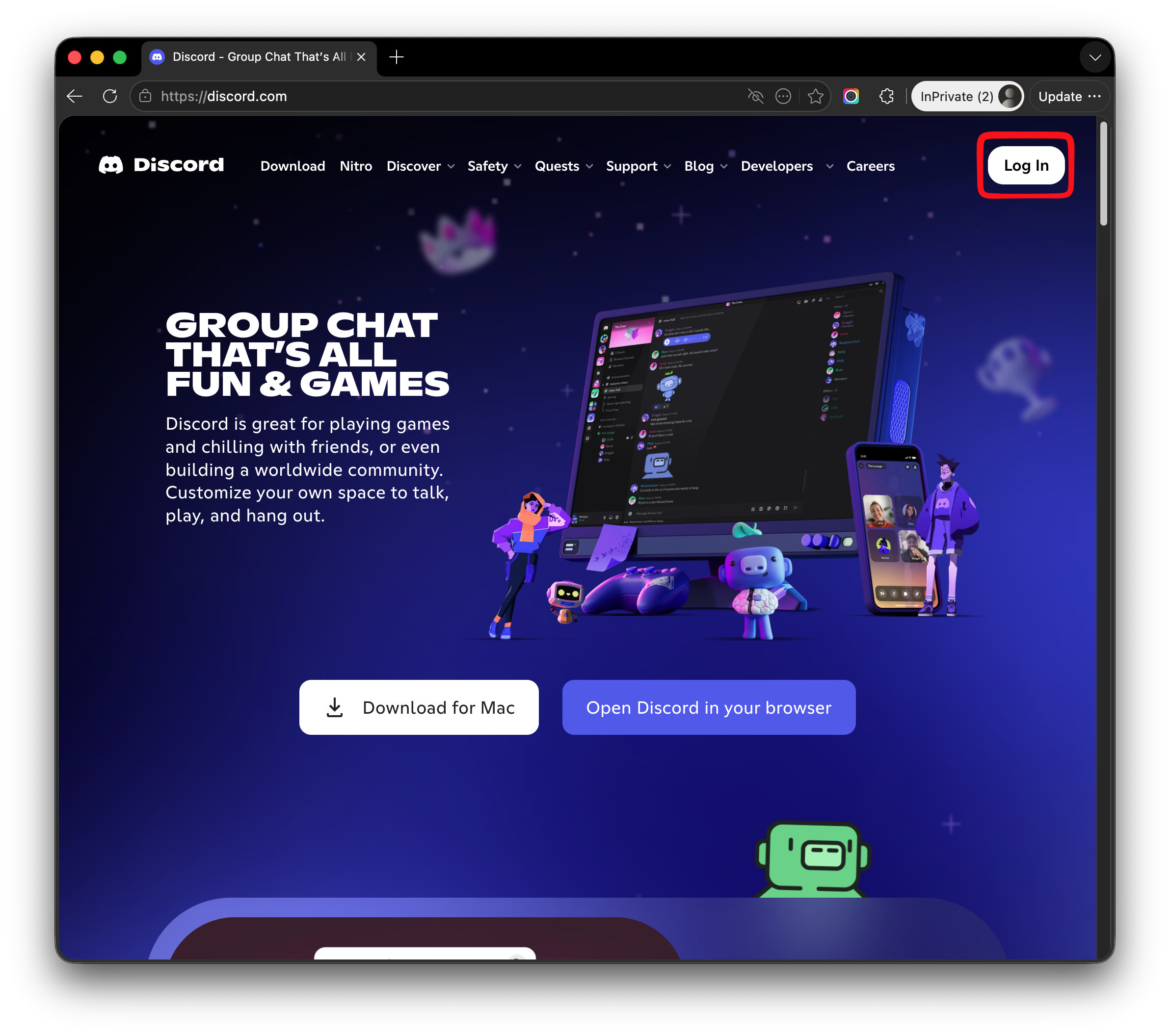 Open Discord in a browser