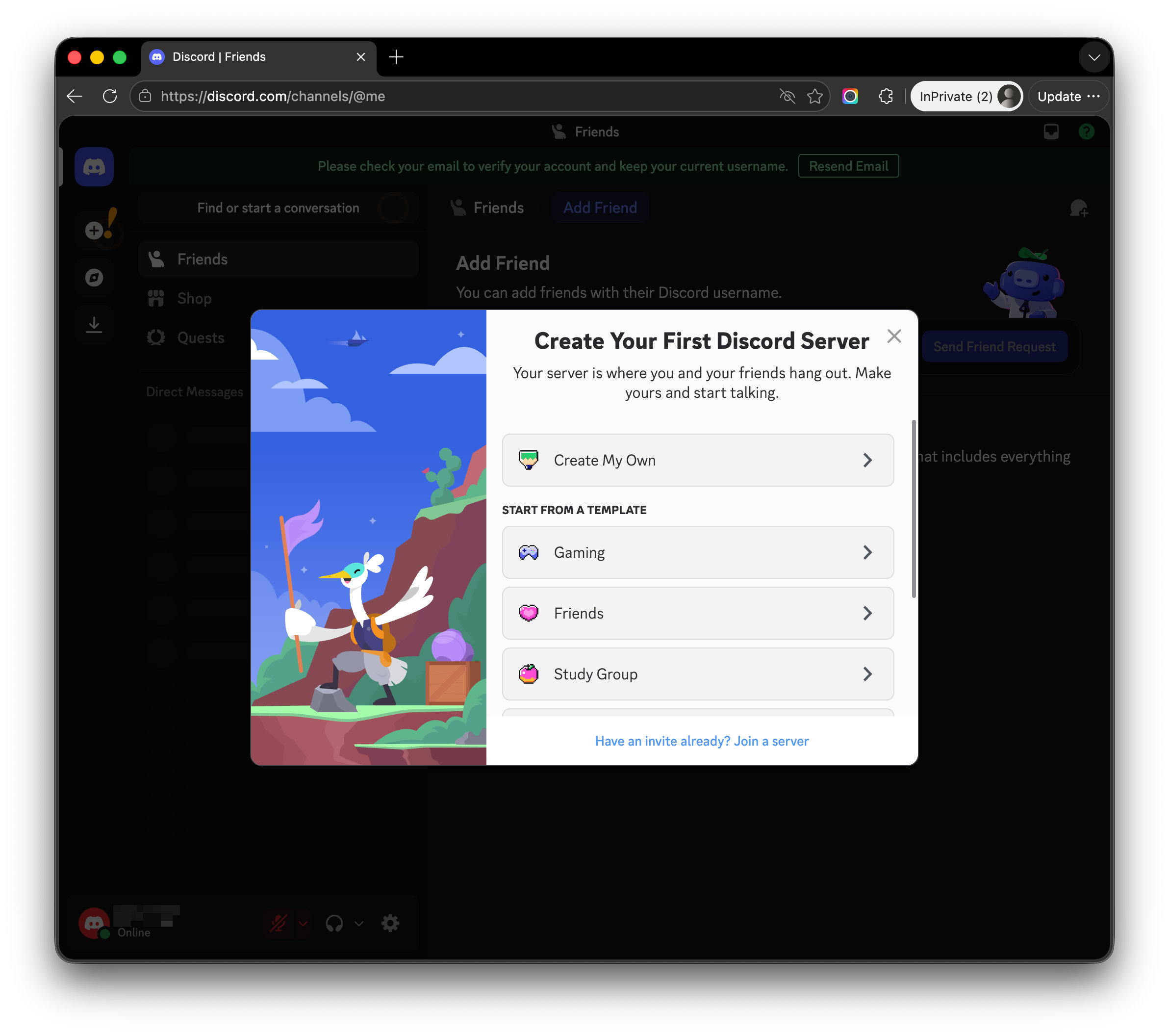 Signed in to Discord
