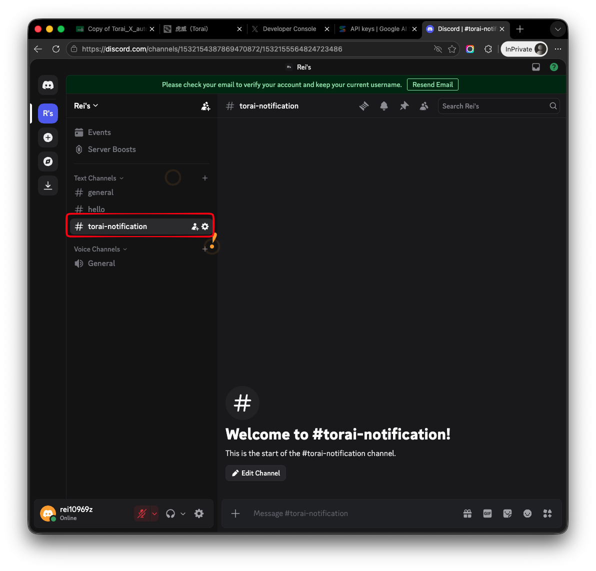 Notification channel created