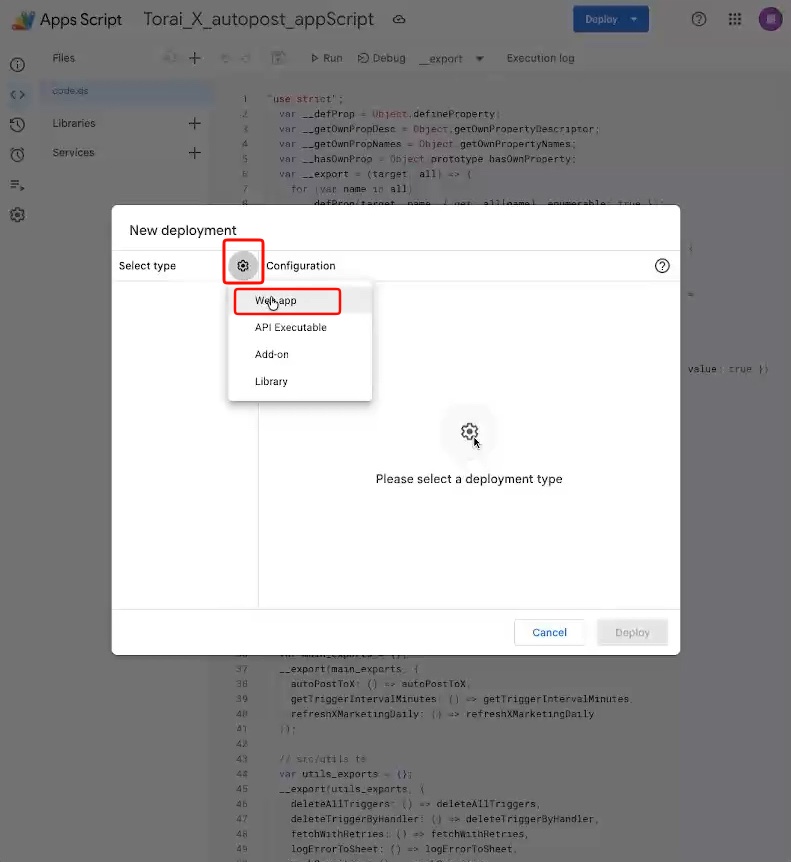 Select settings