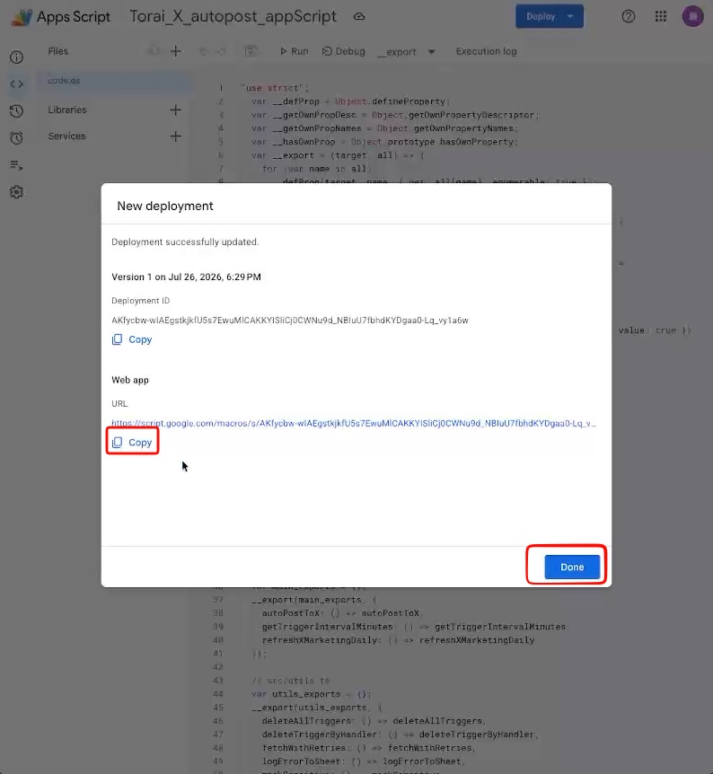 Copy web app URL
