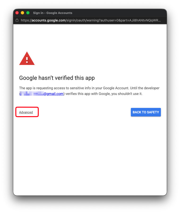 Unverified app warning