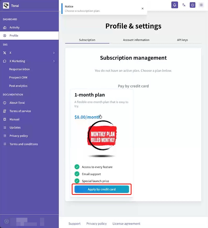 Select a subscription