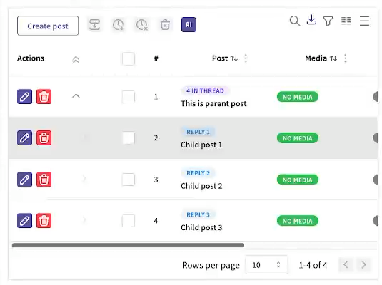 Thread structure in the post list