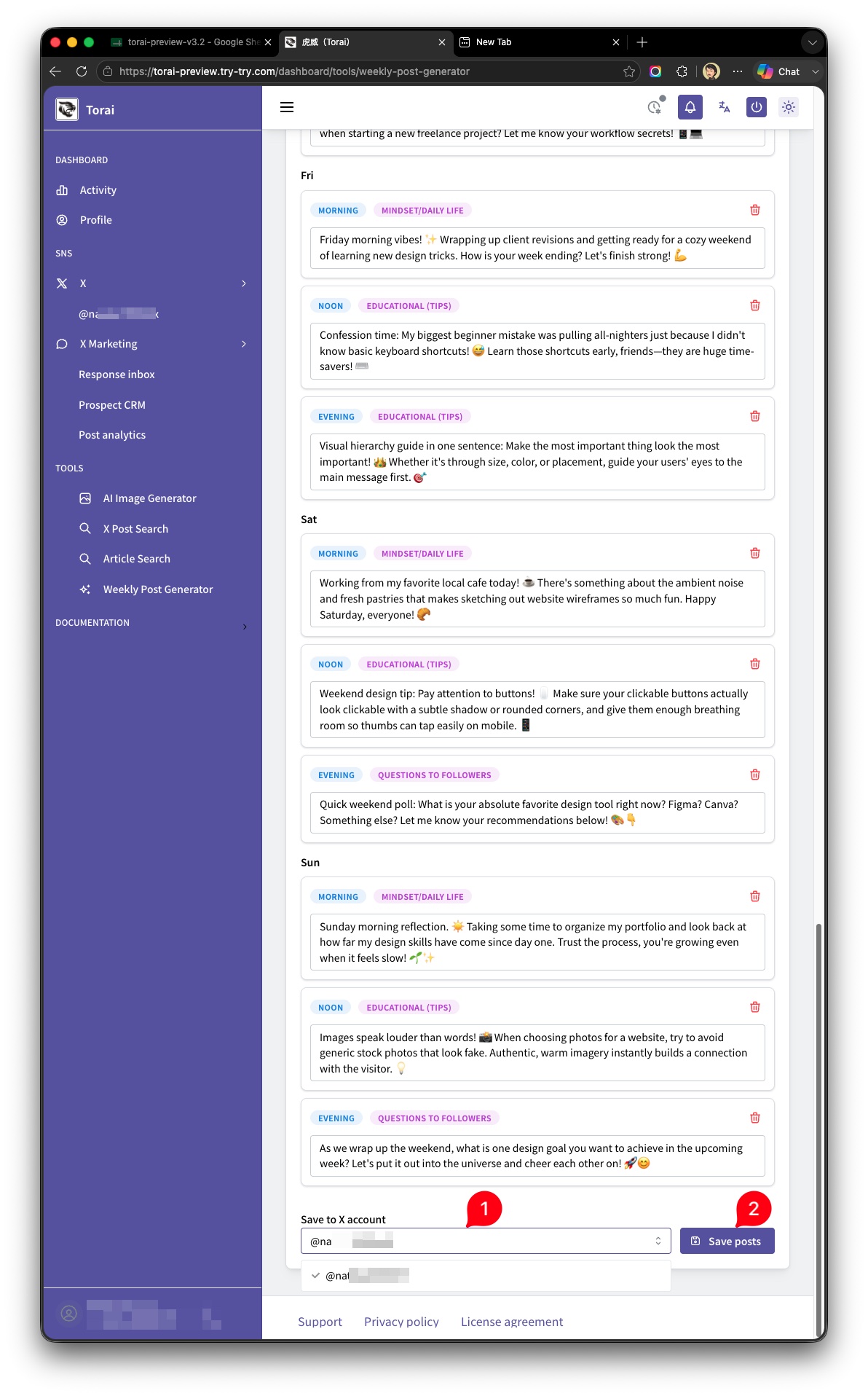 Generate a week of posts