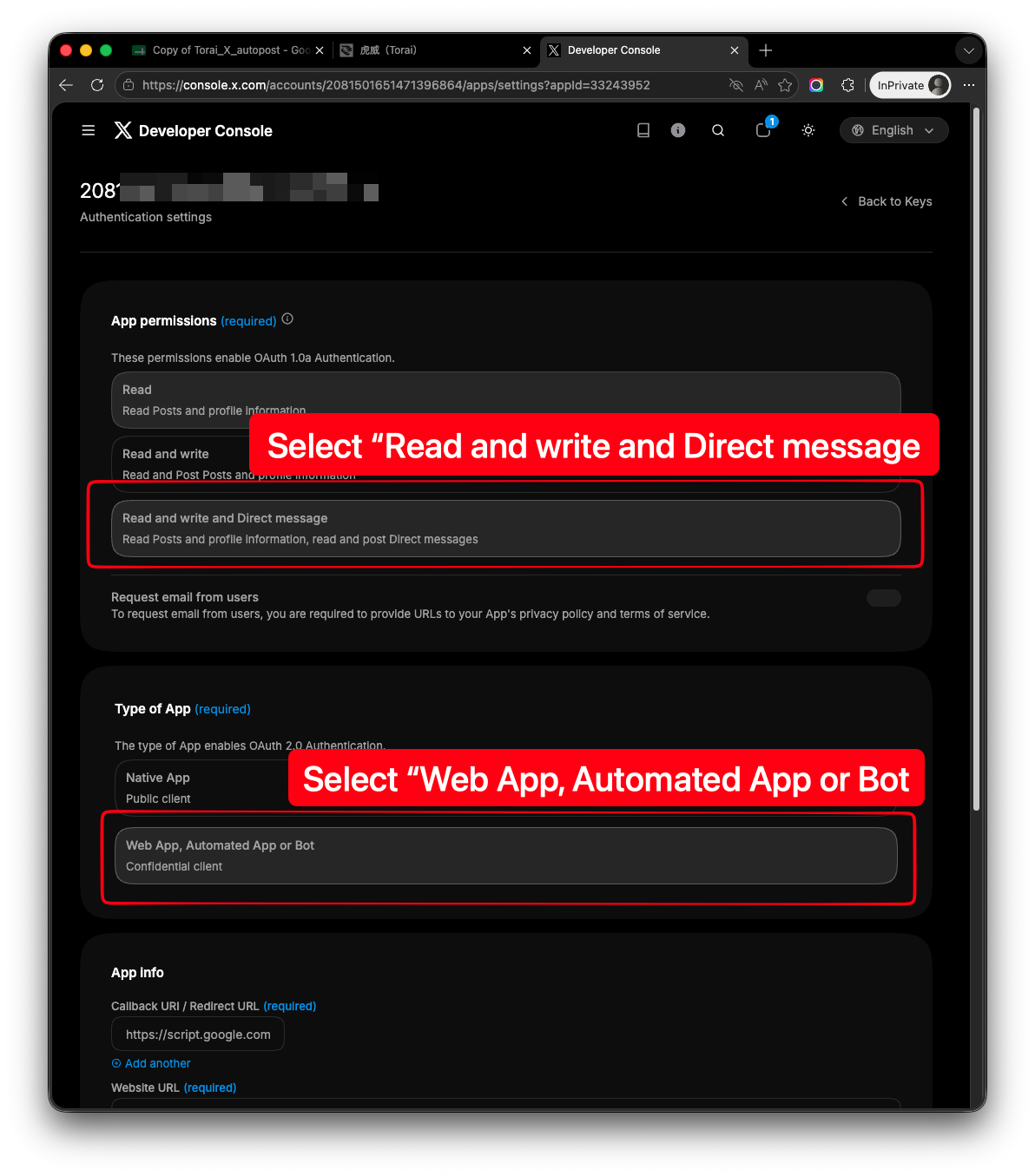 Select permissions